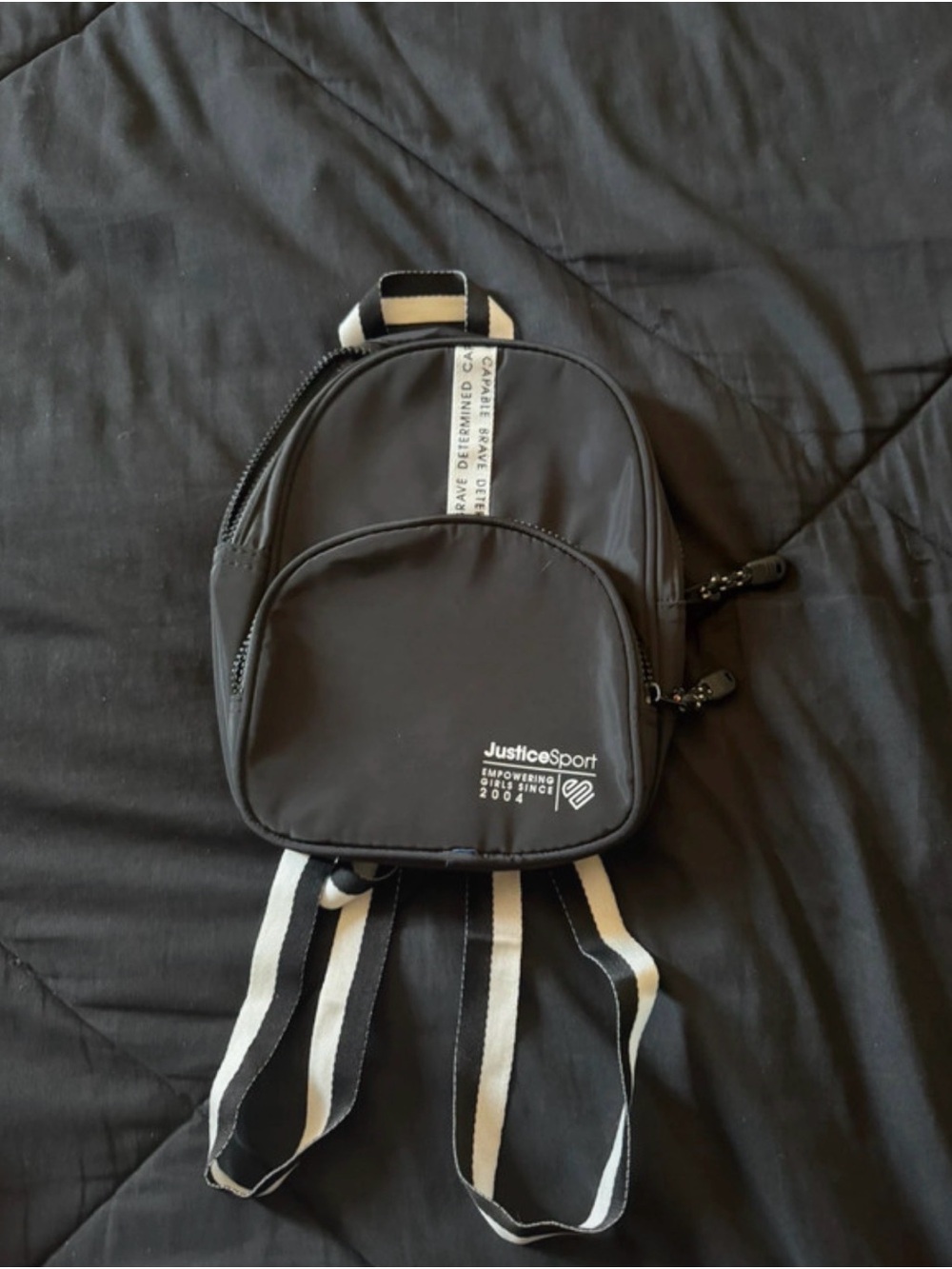 Justice Black Mini Backpack with Contrast Straps